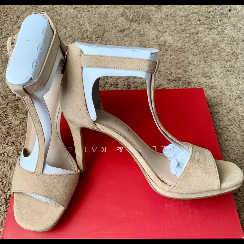 Kelly and Katie t-strap nude platform heels